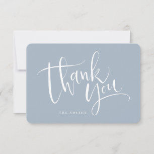 Dusty Blue Modern Simple Script Thank You Card