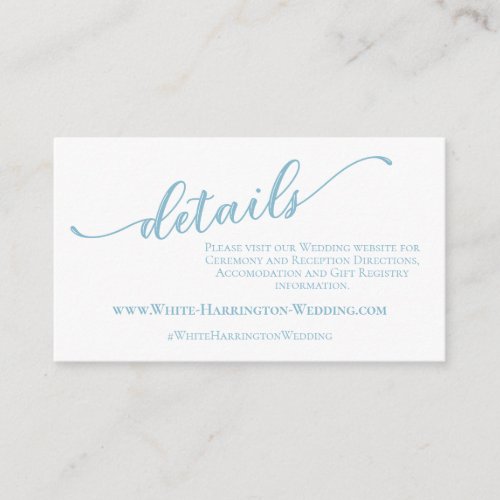 Dusty blue modern simple wedding website enclosure card