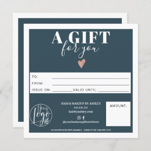 Dusty blue modern square gift certificate logo