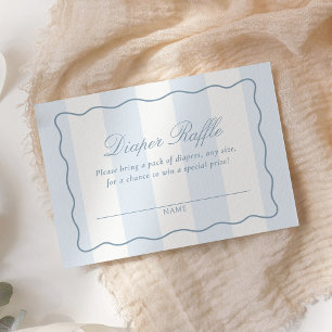 Dusty Blue Modern Stripe Diaper Raffle Ticket Enclosure Card