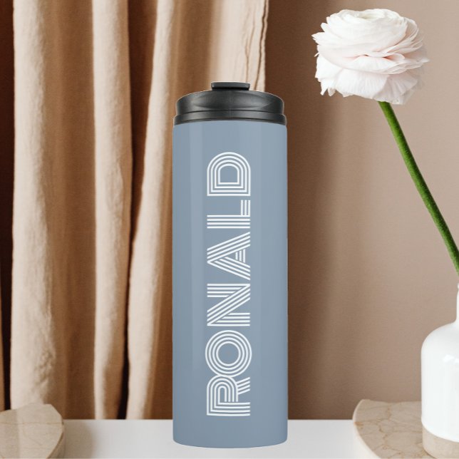 Dusty Blue Modern Typography Personalized Name Thermal Tumbler (In Situ)