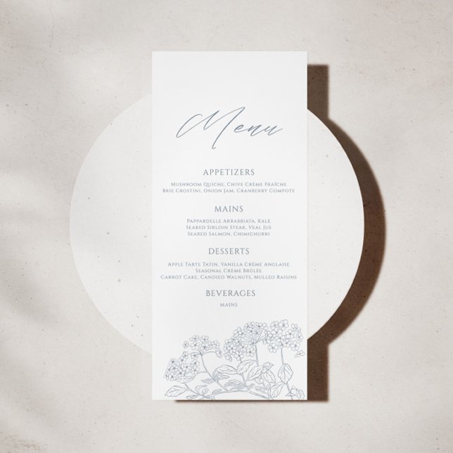 Dusty Blue Modern Vintage Floral Wedding Menu (Creator Uploaded)