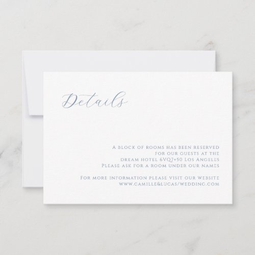 Dusty Blue modern Wedding Details card