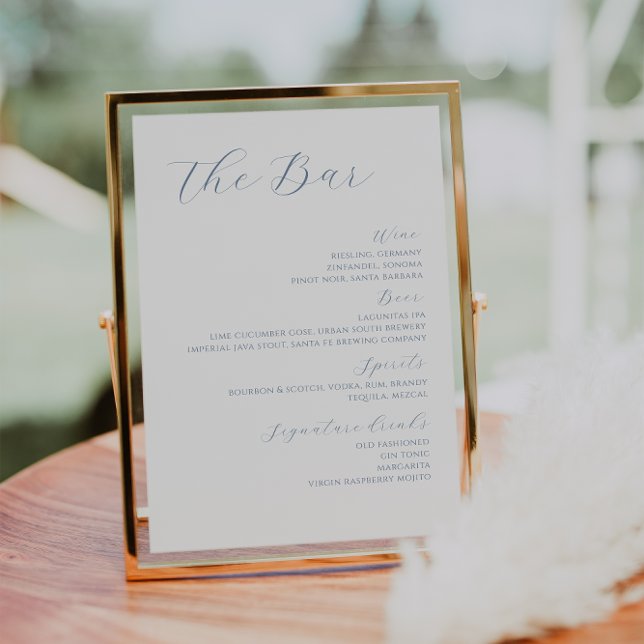 Dusty Blue Modern Wedding Drinks Bar Menu  Poster (Creator Uploaded)