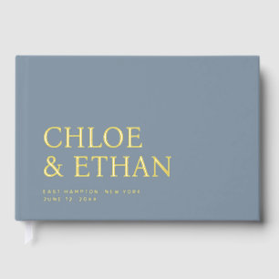 Dusty Blue Modern Wedding Foil Foil Guest Book