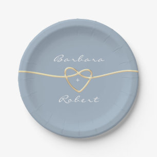 Dusty Blue Modern Wedding  Paper Plates