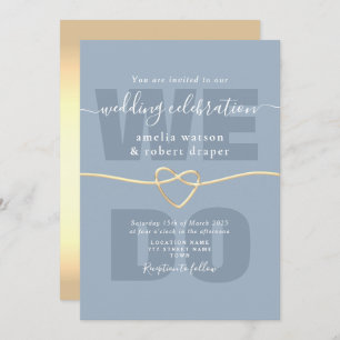 Dusty Blue Modern Wedding Reception Invitation