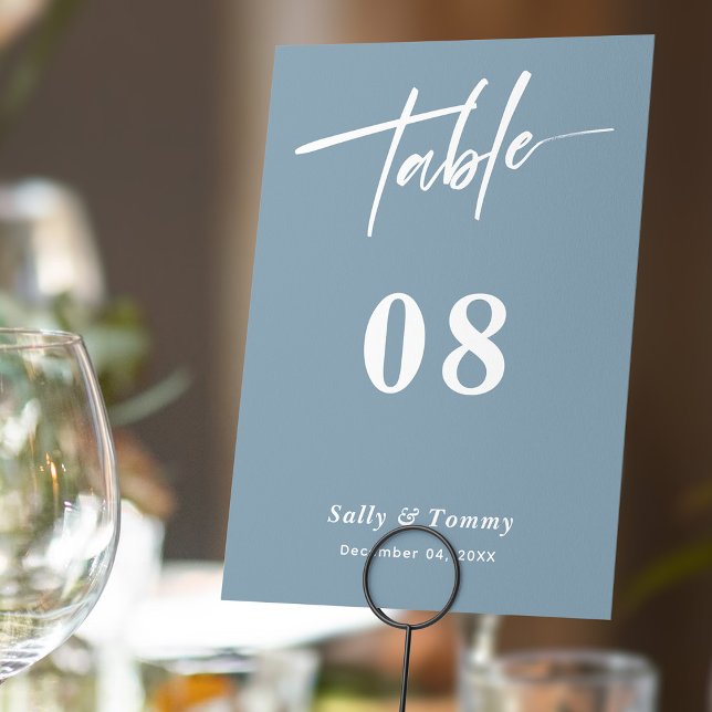 Dusty Blue Modern Wedding Table Number (Creator Uploaded)