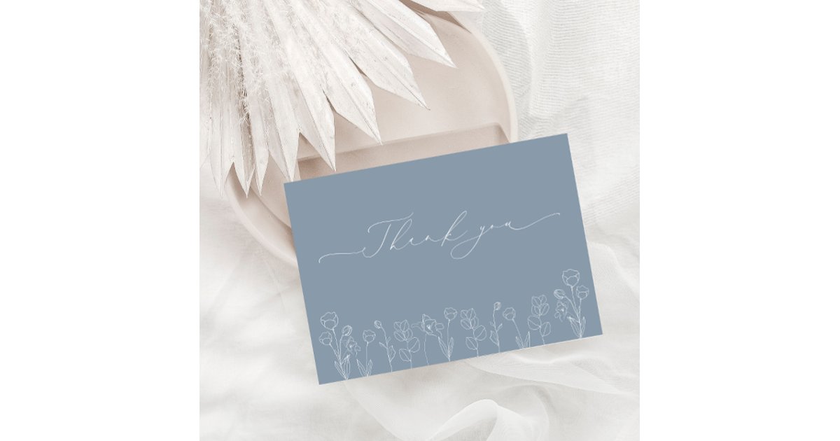 Dusty Blue modern Wedding Thank You Card | Zazzle