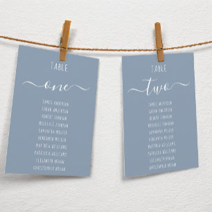 Dusty Blue Modern White Script Seating Chart Card