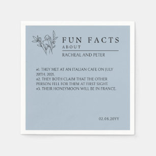 Dusty Blue Modern Wild Flowers Fun Facts Wedding Napkins