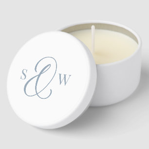 Dusty Blue Monogram Ampersand Luxe Wedding Mini Candle Favors