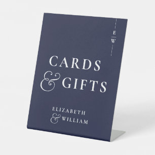 Dusty Blue Monogram Cards And Gifts Pedestal Sign