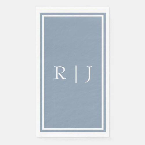 Dusty Blue Monogram Custom Name Elegant Wedding Paper Guest Towels