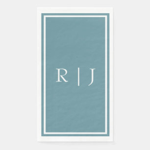 Dusty Blue Monogram Custom Name Simple Wedding Paper Guest Towels