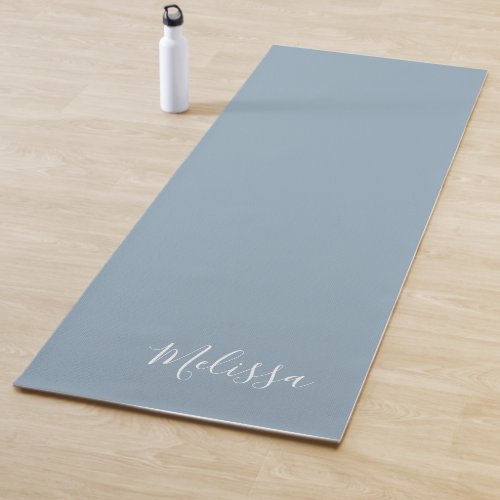 Dusty Blue Monogram Custom Simple Yoga Mat