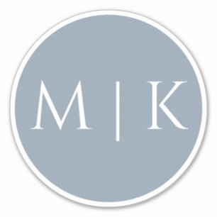 Dusty Blue Monogram Elegant Simple Minimal Wedding Sticker