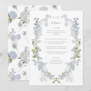 Dusty Blue Monogram Garden Vintage Wedding Menu