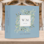 Dusty Blue Monogram Greenery Wedding Photo Album 3 Ring Binder<br><div class="desc">Botanical watercolor greenery monogram initials dusty blue wedding photo binder. Personalize with your monogram initials,  special date,  and name to create a beautiful elegant binder that is unique to you. Designed by Thisisnotme©</div>