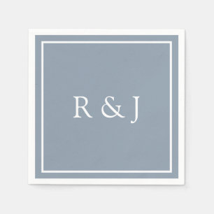 Dusty Blue Monogram Initial Ampersand 2026 Wedding Napkins