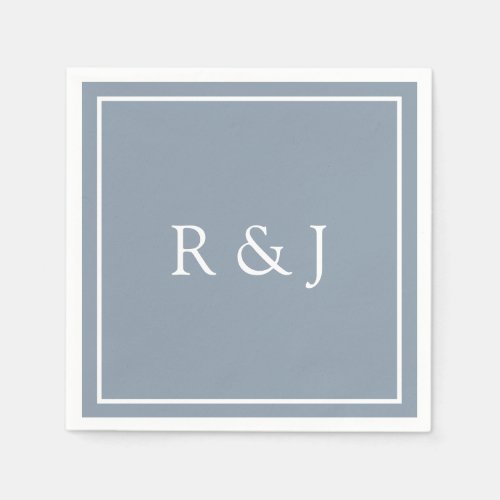 Dusty Blue Monogram Initial Ampersand 2026 Wedding Napkins