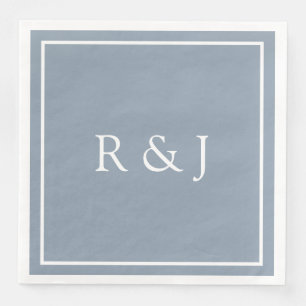 Dusty Blue Monogram Initial Ampersand 2026 Wedding Paper Dinner Napkins