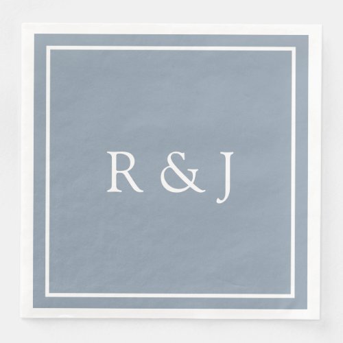 Dusty Blue Monogram Initial Ampersand 2026 Wedding Paper Dinner Napkins