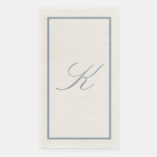 Dusty Blue Monogram Initial Wedding Bridal Shower Paper Guest Towels