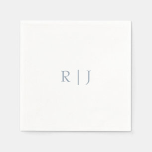Dusty Blue Monogram Initials Minimal Wedding Napkins