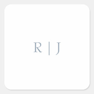Dusty Blue Monogram Initials Minimal Wedding Square Sticker