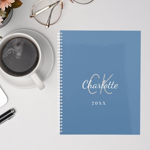 Dusty blue monogram initials name 2024 planner