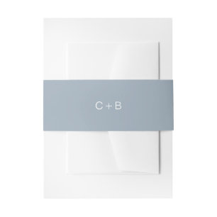 Dusty Blue Monogram Modern Wedding Invitation Belly Band