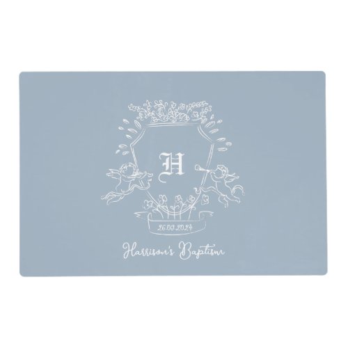 Dusty Blue Monogram Place Mat