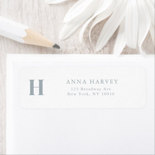 Dusty Blue Monogram Simple Return Address Label