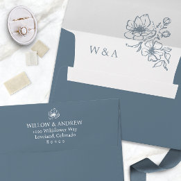 Dusty Blue Monogram Wedding Envelope