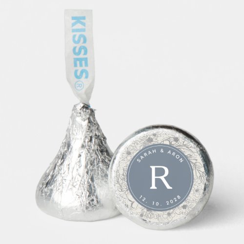 Dusty Blue Monogram Wedding Hersheys Kisses