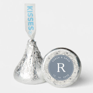 Dusty Blue Monogram Wedding Kisses Candy