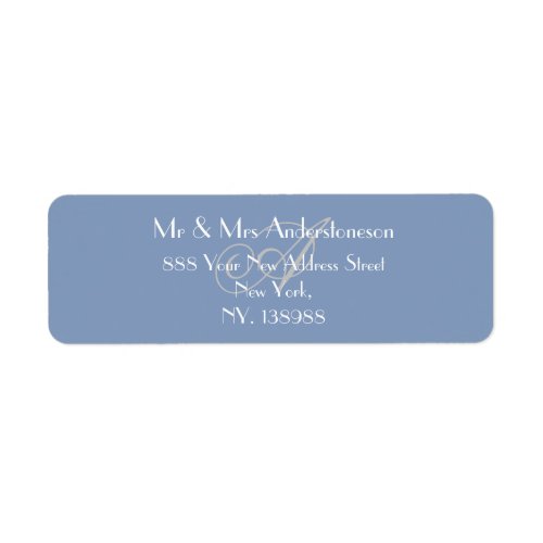 Dusty Blue Monogram Wedding Modern Return Address  Label