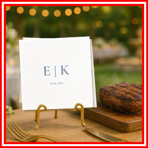 Dusty Blue Monogram Wedding Napkins