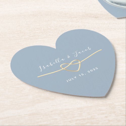 Dusty Blue Monogram Wedding Paper Coaster