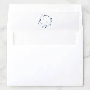 Dusty Blue Monogram Wreath Wedding Envelope Liner