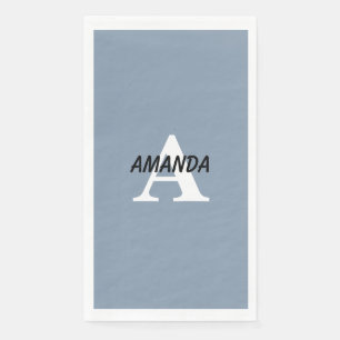 Dusty Blue Monograms Name Bridal Shower Birthday Paper Guest Towels