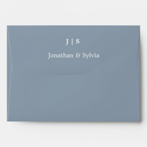 Dusty Blue Monograms Name Initials Weddings Simple Envelope