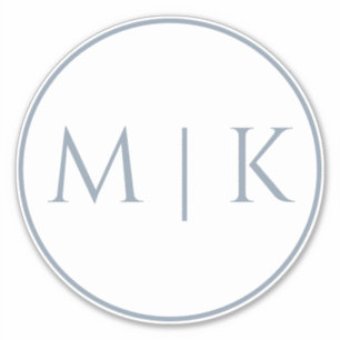 Dusty Blue Monograms Name Simple Minimal Wedding Sticker
