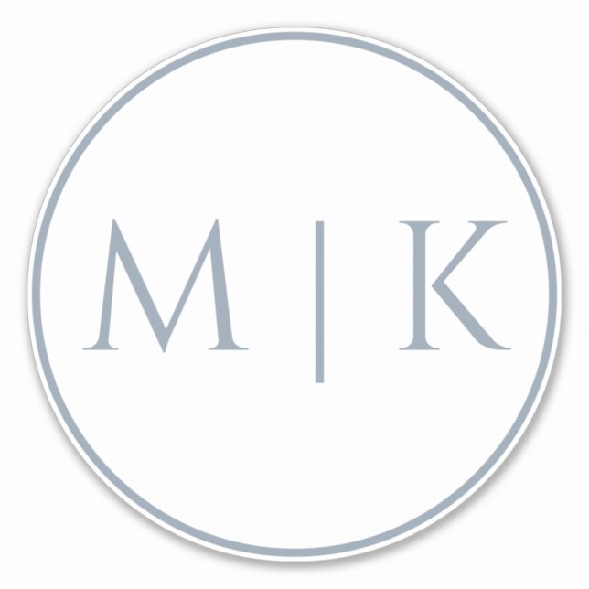 Dusty Blue Monograms Name Simple Minimal Wedding Sticker (Front)