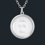 Dusty Blue Mother Of The Groom Wedding Gift Favor Silver Plated Necklace<br><div class="desc">Designed with custom text "Mother of the groom" in popular dusty blue,  this is perfect,  simple and classy gift or party favor for the mother of the groom. You may change the text or color for a different event or recepient as you wish!</div>