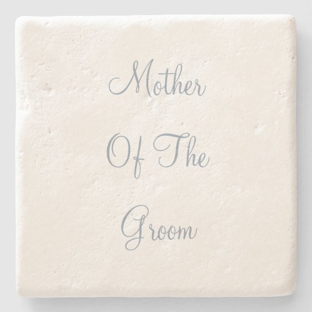 Dusty Blue Mother Of The Groom Wedding Gift Favor Stone Coaster (Front)