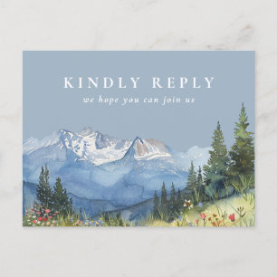 Dusty Blue Mountain Song Request RSVP Postcard