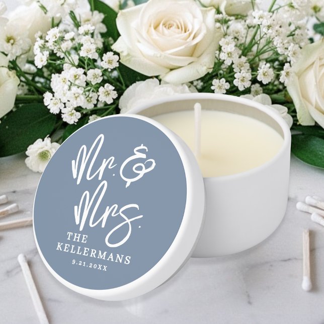 Dusty Blue Mr Mrs Wedding Mini Candle Favors (Dusty Blue Mr Mrs Wedding Mini Candle Favors)