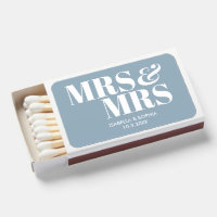 Dusty Blue Mrs & Mrs Personalized Wedding Matches